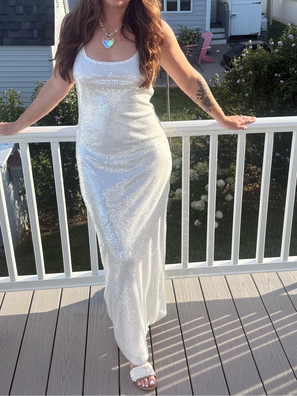 Shop 12th Tribe Sequin Slip Maxi Dress - White Medium